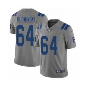 Men's Indianapolis Colts #64 Mark Glowinski Limited Gray Inverted Legend Football Jersey