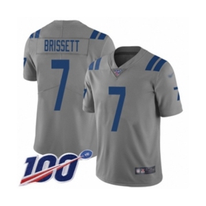 Men's Indianapolis Colts #7 Jacoby Brissett Limited Gray Inverted Legend 100th Season Football Jersey