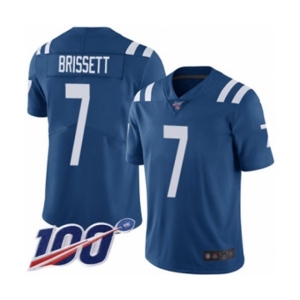 Men's Indianapolis Colts #7 Jacoby Brissett Royal Blue Team Color Vapor Untouchable Limited Player 100th Season Football Jersey