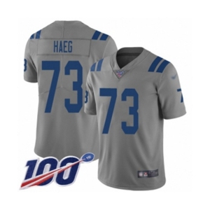 Men's Indianapolis Colts #73 Joe Haeg Limited Gray Inverted Legend 100th Season Football Jersey