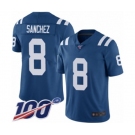 Men's Indianapolis Colts #8 Rigoberto Sanchez Royal Blue Team Color Vapor Untouchable Limited Player 100th Season Football Jersey