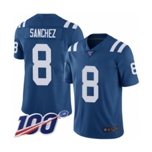 Men's Indianapolis Colts #8 Rigoberto Sanchez Royal Blue Team Color Vapor Untouchable Limited Player 100th Season Football Jersey