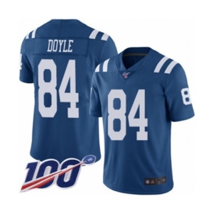 Men's Indianapolis Colts #84 Jack Doyle Limited Royal Blue Rush Vapor Untouchable 100th Season Football Jersey