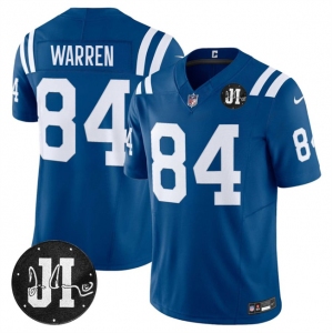 Men's Indianapolis Colts #84 Tyler Warren Blue 2025 F.U.S.E. Jim Irsay Patch Vapor Limited Football Stitched Jersey