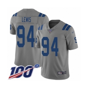 Men's Indianapolis Colts #94 Tyquan Lewis Limited Gray Inverted Legend 100th Season Football Jersey