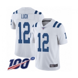 Men's Nike Indianapolis Colts #12 Andrew Luck White Vapor Untouchable Limited Player 100th Season NFL Jersey