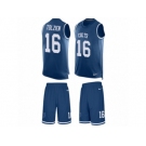 Men's Nike Indianapolis Colts #16 Scott Tolzien Limited Royal Blue Tank Top Suit NFL Jersey