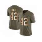 Nike Indianapolis Colts #42 Nyheim Hines Olive Gold Men Stitched NFL Limited 2017 Salute To Service Jersey