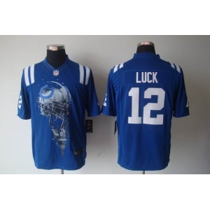 nike nfl jerseys indianapolis colts #12 luck blue[helmet tri-blend limited]