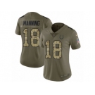 Women Nike Indianapolis Colts #18 Peyton Manning Limited Olive Camo 2017 Salute to Service NFL Jersey