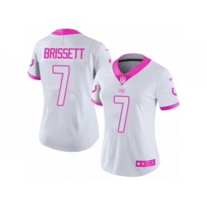 Women Nike Indianapolis Colts #7 Jacoby Brissett Limited White Pink Rush Fashion NFL Jersey