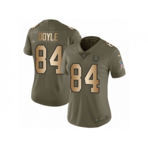 Women Nike Indianapolis Colts #84 Jack Doyle Limited Olive Gold 2017 Salute to Service NFL Jersey