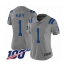 Women's Indianapolis Colts #1 Pat McAfee Limited Gray Inverted Legend 100th Season Football Jersey