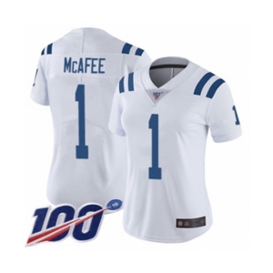 Women's Indianapolis Colts #1 Pat McAfee White Vapor Untouchable Limited Player 100th Season Football Jersey