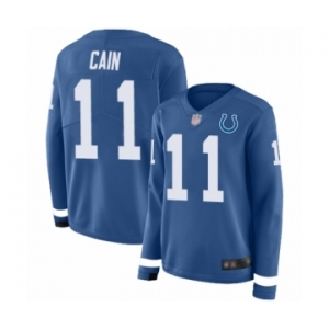 Women's Indianapolis Colts #11 Deon Cain Limited Blue Therma Long Sleeve Football Jersey
