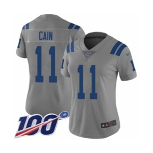 Women's Indianapolis Colts #11 Deon Cain Limited Gray Inverted Legend 100th Season Football Jersey