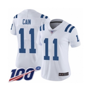Women's Indianapolis Colts #11 Deon Cain White Vapor Untouchable Limited Player 100th Season Football Jersey