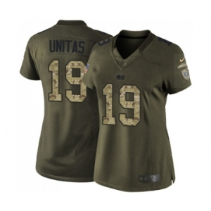 Women's Indianapolis Colts #19 Johnny Unitas Elite Green Salute to Service Football Jersey