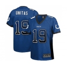 Women's Indianapolis Colts #19 Johnny Unitas Elite Royal Blue Drift Fashion Football Jersey