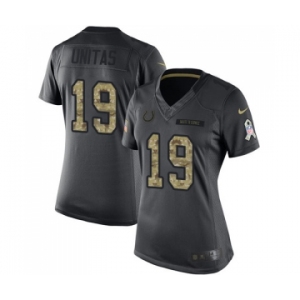Women's Indianapolis Colts #19 Johnny Unitas Limited Black 2016 Salute to Service Football Jersey