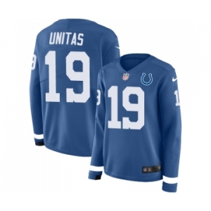 Women's Indianapolis Colts #19 Johnny Unitas Limited Blue Therma Long Sleeve Football Jersey