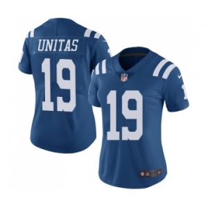 Women's Indianapolis Colts #19 Johnny Unitas Limited Royal Blue Rush Vapor Untouchable Football Jersey