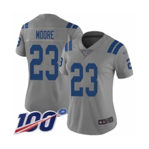 Women's Indianapolis Colts #23 Kenny Moore Limited Gray Inverted Legend 100th Season Football Jersey