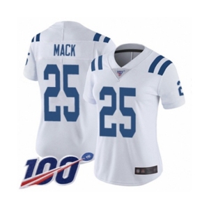Women's Indianapolis Colts #25 Marlon Mack White Vapor Untouchable Limited Player 100th Season Football Jersey