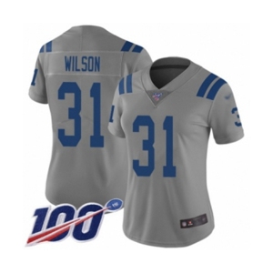 Women's Indianapolis Colts #31 Quincy Wilson Limited Gray Inverted Legend 100th Season Football Jersey