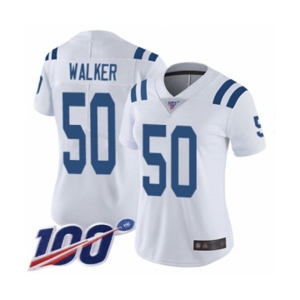 Women's Indianapolis Colts #50 Anthony Walker White Vapor Untouchable Limited Player 100th Season Football Jersey