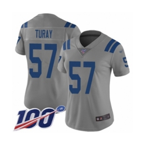 Women's Indianapolis Colts #57 Kemoko Turay Limited Gray Inverted Legend 100th Season Football Jersey
