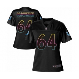 Women's Indianapolis Colts #64 Mark Glowinski Game Black Fashion Football Jersey
