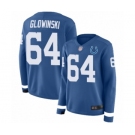 Women's Indianapolis Colts #64 Mark Glowinski Limited Blue Therma Long Sleeve Football Jersey