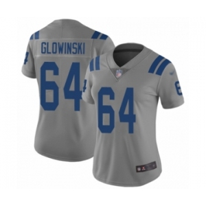Women's Indianapolis Colts #64 Mark Glowinski Limited Gray Inverted Legend Football Jersey