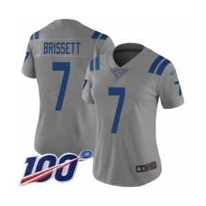 Women's Indianapolis Colts #7 Jacoby Brissett Limited Gray Inverted Legend 100th Season Football Jersey