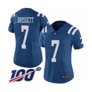 Women's Indianapolis Colts #7 Jacoby Brissett Limited Royal Blue Rush Vapor Untouchable 100th Season Football Jersey