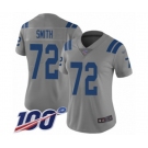 Women's Indianapolis Colts #72 Braden Smith Limited Gray Inverted Legend 100th Season Football Jersey