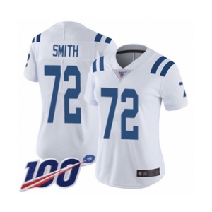 Women's Indianapolis Colts #72 Braden Smith White Vapor Untouchable Limited Player 100th Season Football Jersey