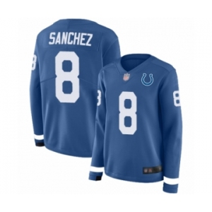 Women's Indianapolis Colts #8 Rigoberto Sanchez Limited Blue Therma Long Sleeve Football Jersey