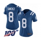 Women's Indianapolis Colts #8 Rigoberto Sanchez Royal Blue Team Color Vapor Untouchable Limited Player 100th Season Football Jersey