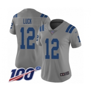 Women's Nike Indianapolis Colts #12 Andrew Luck Limited Gray Inverted Legend 100th Season NFL Jersey
