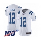 Women's Nike Indianapolis Colts #12 Andrew Luck White Vapor Untouchable Limited Player 100th Season NFL Jersey