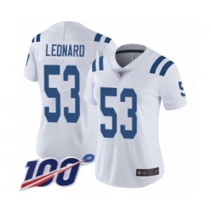 Women's Nike Indianapolis Colts #53 Darius Leonard White Vapor Untouchable Limited Player 100th Season NFL Jersey