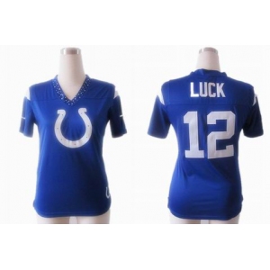 nike women nfl jerseys indianapolis colts #12 luck field flirt fashion blue[nike 2012]