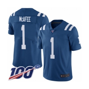 Youth Indianapolis Colts #1 Pat McAfee Royal Blue Team Color Vapor Untouchable Limited Player 100th Season Football Jersey
