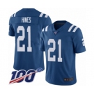 Youth Indianapolis Colts #21 Nyheim Hines Royal Blue Team Color Vapor Untouchable Limited Player 100th Season Football Jersey
