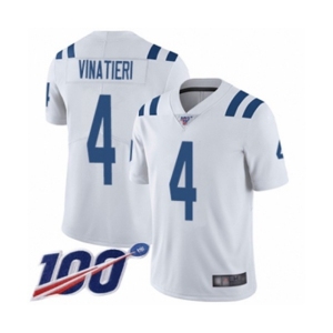 Youth Indianapolis Colts #4 Adam Vinatieri White Vapor Untouchable Limited Player 100th Season Football Jersey