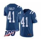 Youth Indianapolis Colts #41 Matthias Farley Limited Royal Blue Rush Vapor Untouchable 100th Season Football Jersey