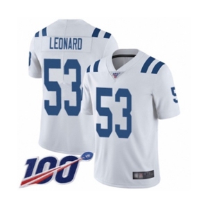 Youth Indianapolis Colts #53 Darius Leonard White Vapor Untouchable Limited Player 100th Season Football Jersey