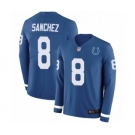 Youth Indianapolis Colts #8 Rigoberto Sanchez Limited Blue Therma Long Sleeve Football Jersey
